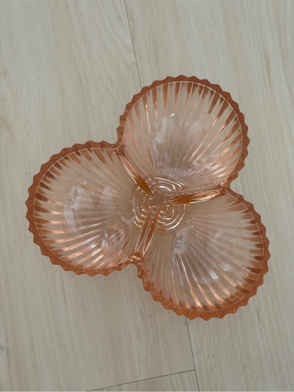 Pink Vintage Three-Section Glass Dish